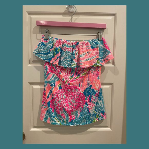 Lilly Pulitzer Wiley Tube Top Lets Cha Cha Neon | S - Picture 6 of 7